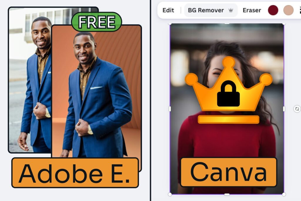 adobe express vs canva — free background removal on Adobe against Canva's paywall