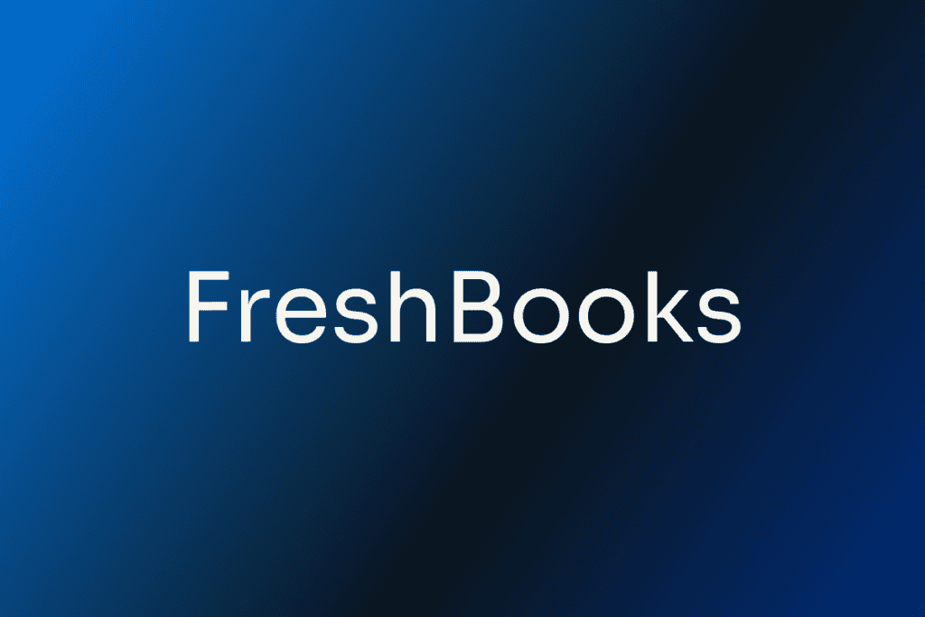 The FreshBooks name in white on a blue and navy gradient