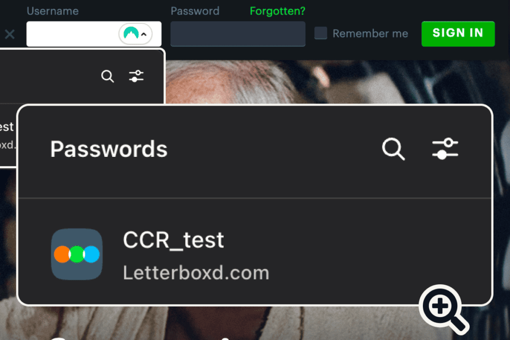 NordPass suggesting a saved login under an empty username box on a website sign-in form