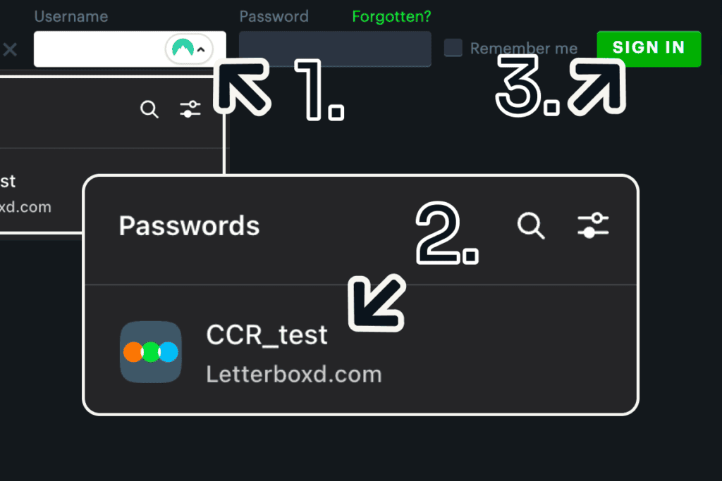 NordPass suggesting a saved login under an empty username box on a sign-in form