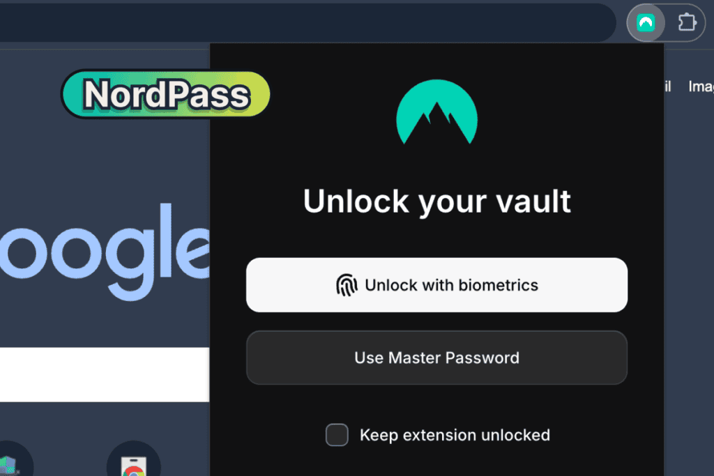 NordPass asking to unlock the vault with a fingerprint or the master password after Chrome restarts