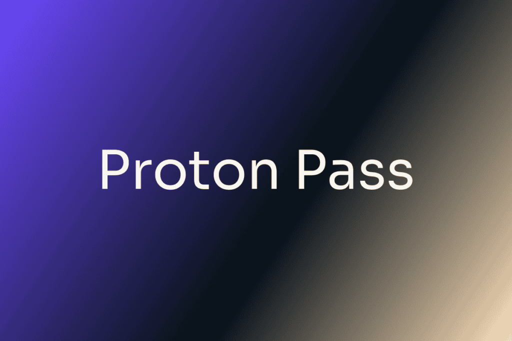 The words Proton Pass in white on a purple to sand gradient